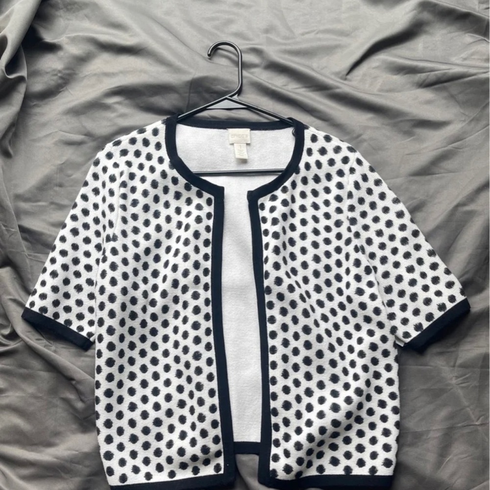 Womens chico polka dot short sleeved Cardigan size 1 good condition